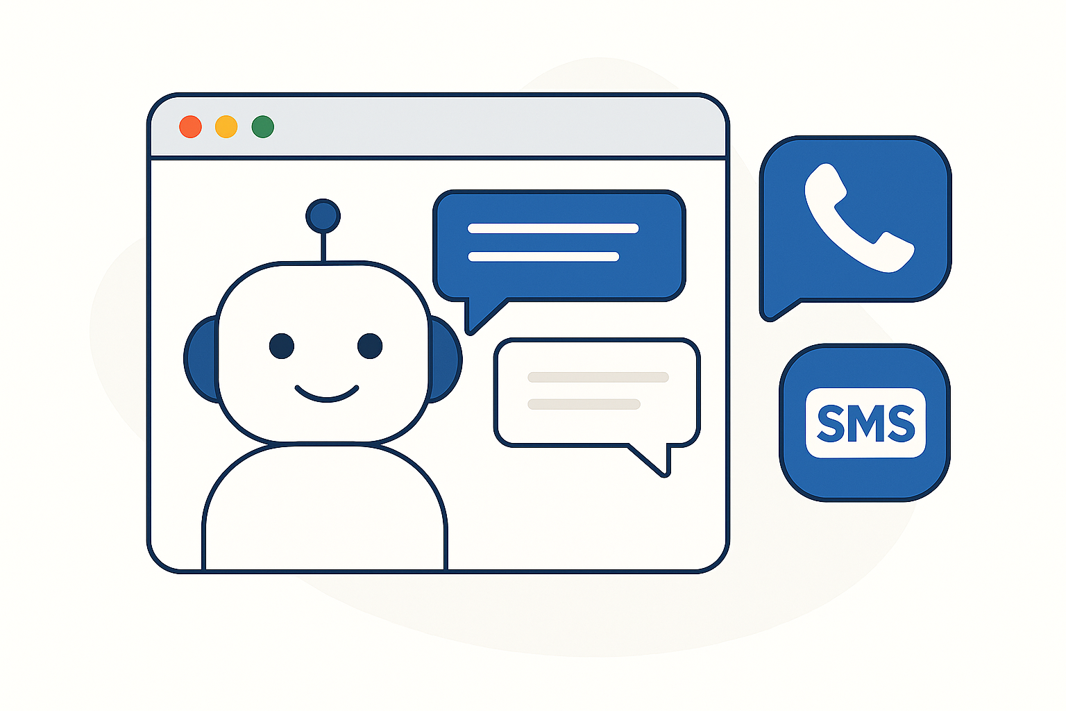 Starter bot package with chatbot interface for web, SMS, and voice